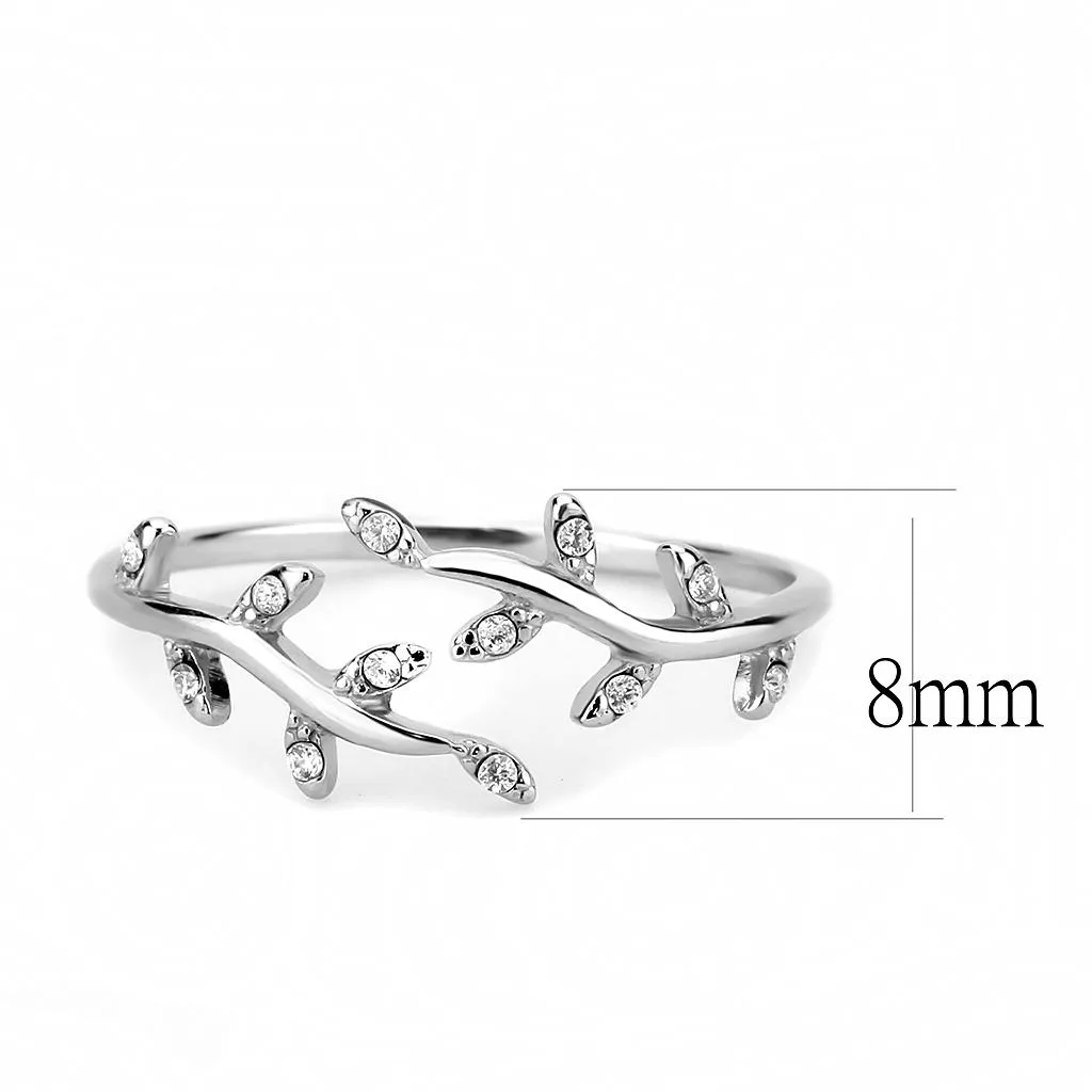 High polished (no plating) Stainless Steel Ring with AAA Grade CZ in Clear for Women Style DA266