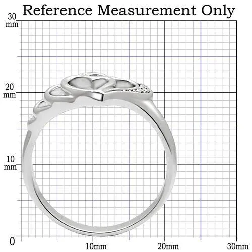 High polished (no plating) Stainless Steel Ring with AAA Grade CZ in Clear for Women Style TK6X179
