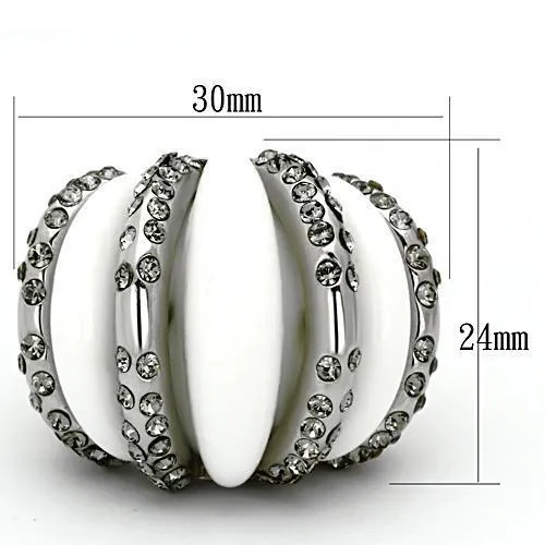 High polished (no plating) Stainless Steel Ring with Top Grade Crystal in Black Diamond for Women Style TK1011