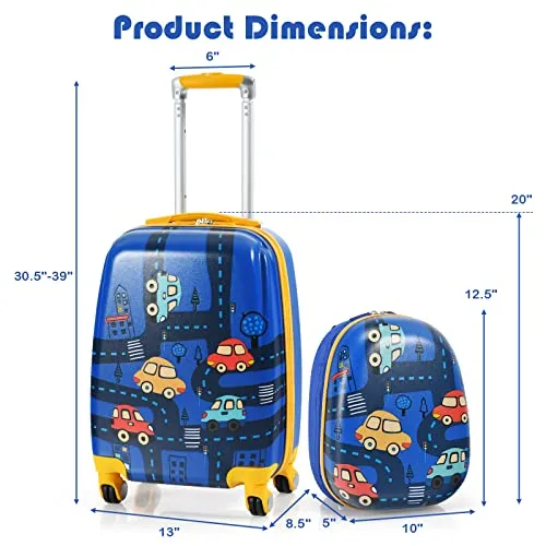 HONEY JOY 2 Pcs Kids Carry On Luggage (Cars)