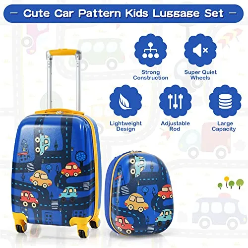 HONEY JOY 2 Pcs Kids Carry On Luggage (Cars)