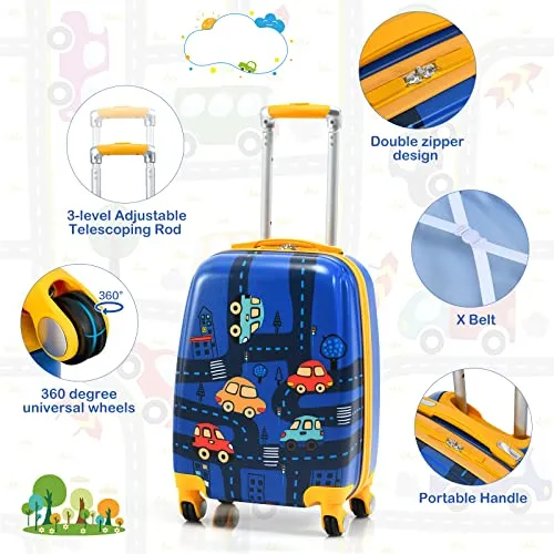 HONEY JOY 2 Pcs Kids Carry On Luggage (Cars)