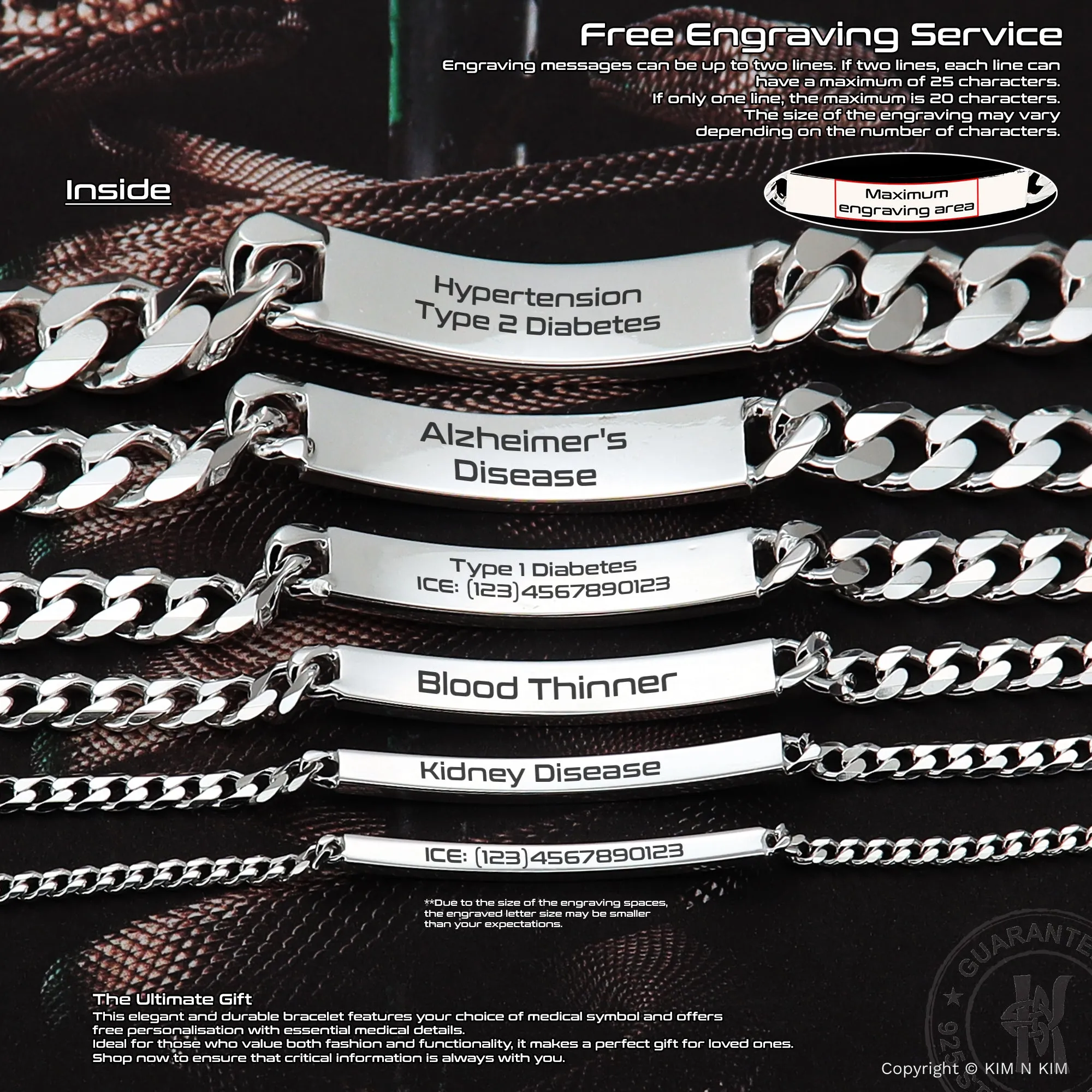 Hypoallergenic Medical Alert ID Bracelet