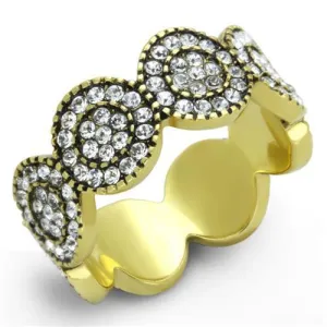 IP Gold(Ion Plating) Stainless Steel Ring with Top Grade Crystal in Clear for Women Style TK1875