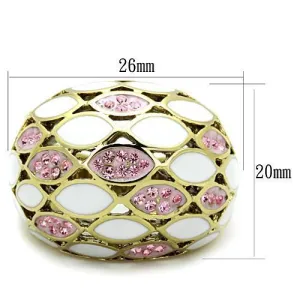 IP Gold(Ion Plating) Stainless Steel Ring with Top Grade Crystal in Light Rose for Women Style TK1742