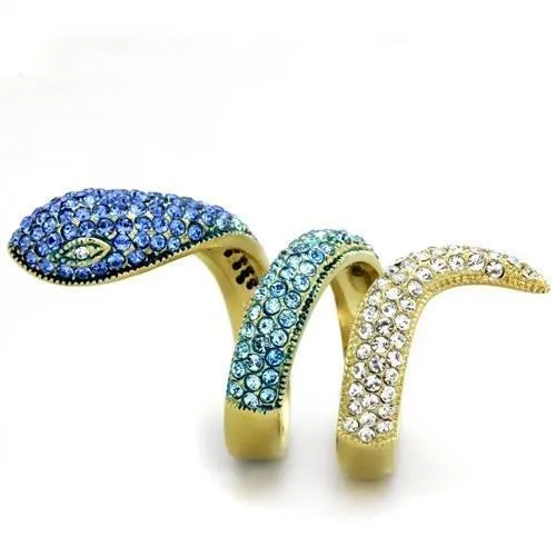 IP Gold(Ion Plating) Stainless Steel Ring with Top Grade Crystal in Multi Color for Women Style TK1641