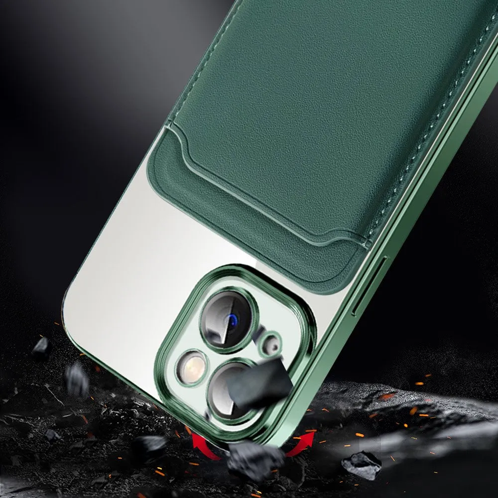 iPhone 14 2in1 MagSafe Hybrid Case TPU Bumper   Leather Wallet Credit Card Holder - Dark Purple (Deep Purple) / Transparent