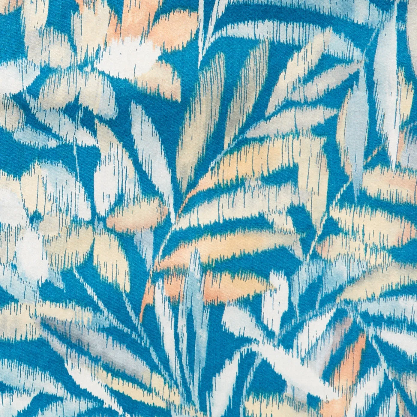 Italian Short Sleeve Shirt - Aqua Tropical Leaf