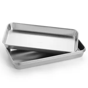 JMU Dental Flat Tray SL 304 Stainless Steel 8.7"x4.5"x0.9" 4PCS/Bag