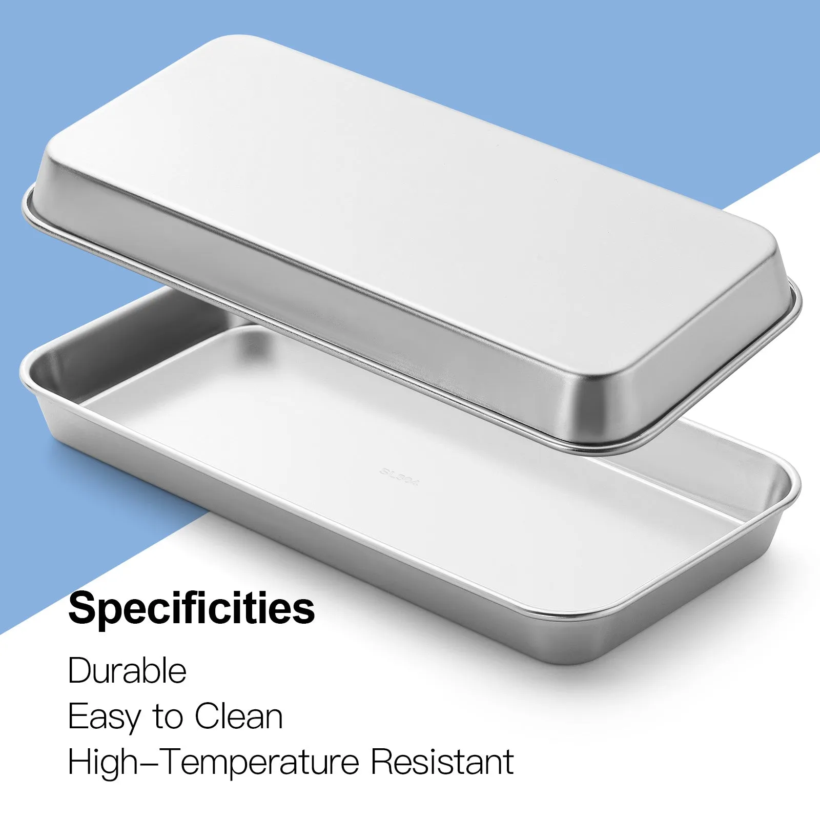 JMU Dental Flat Tray SL 304 Stainless Steel 8.7"x4.5"x0.9" 4PCS/Bag