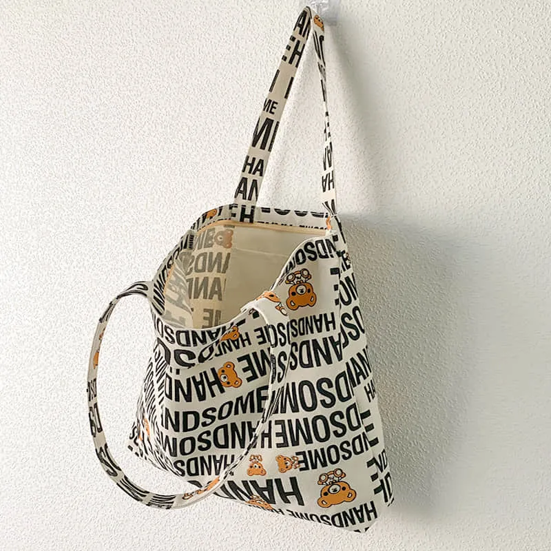 Large capacity canvas bag, letter tote bag