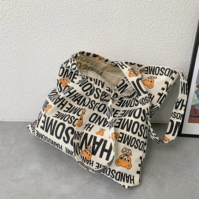 Large capacity canvas bag, letter tote bag