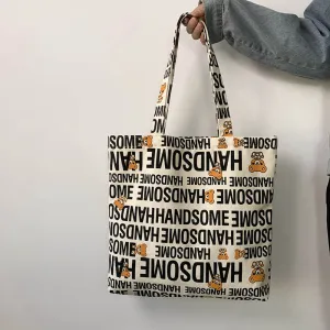 Large capacity canvas bag, letter tote bag
