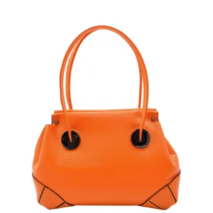 Leather Shoulder bag For Women Zip Medium Tote Handbag Susan Orange