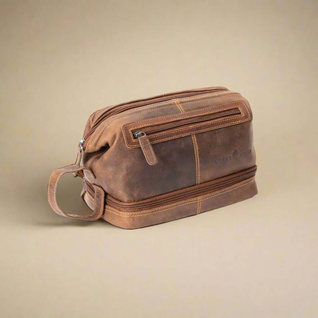 Leather Toiletry Bag- Sandel