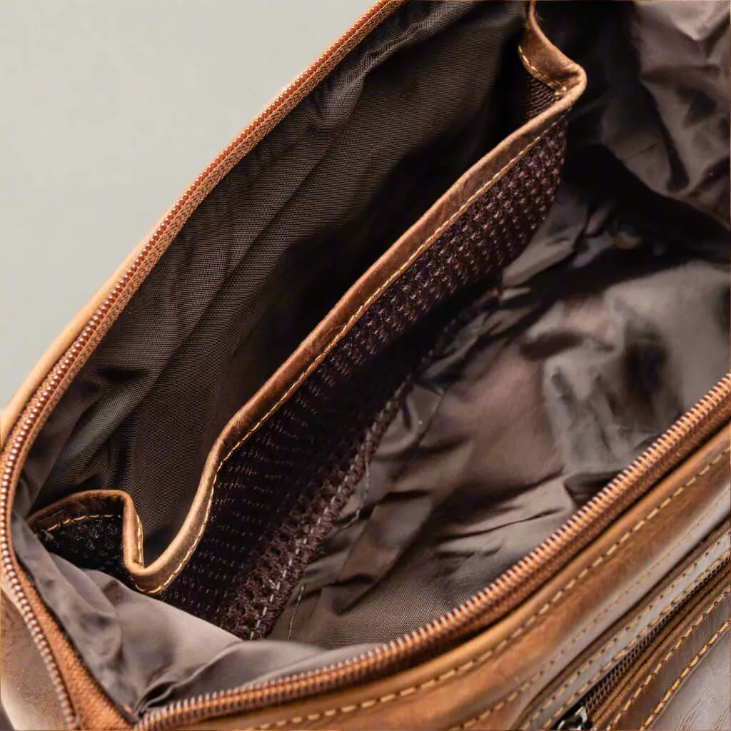 Leather Toiletry Bag- Sandel