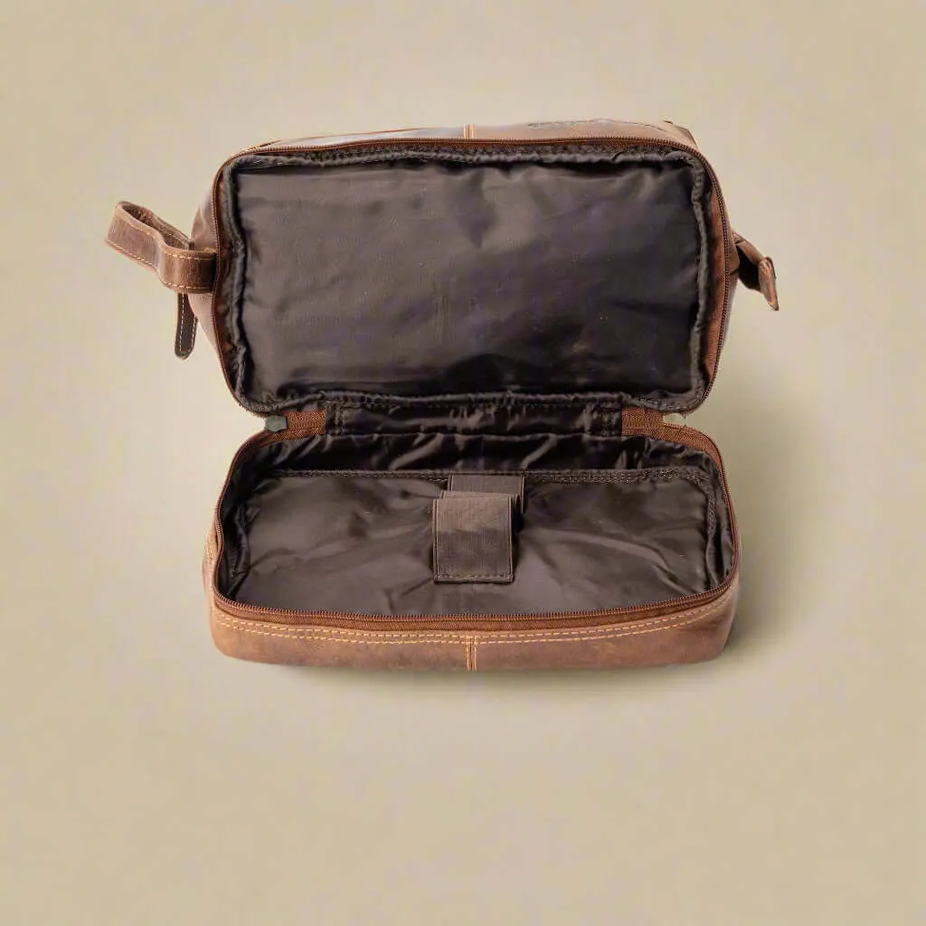 Leather Toiletry Bag- Sandel