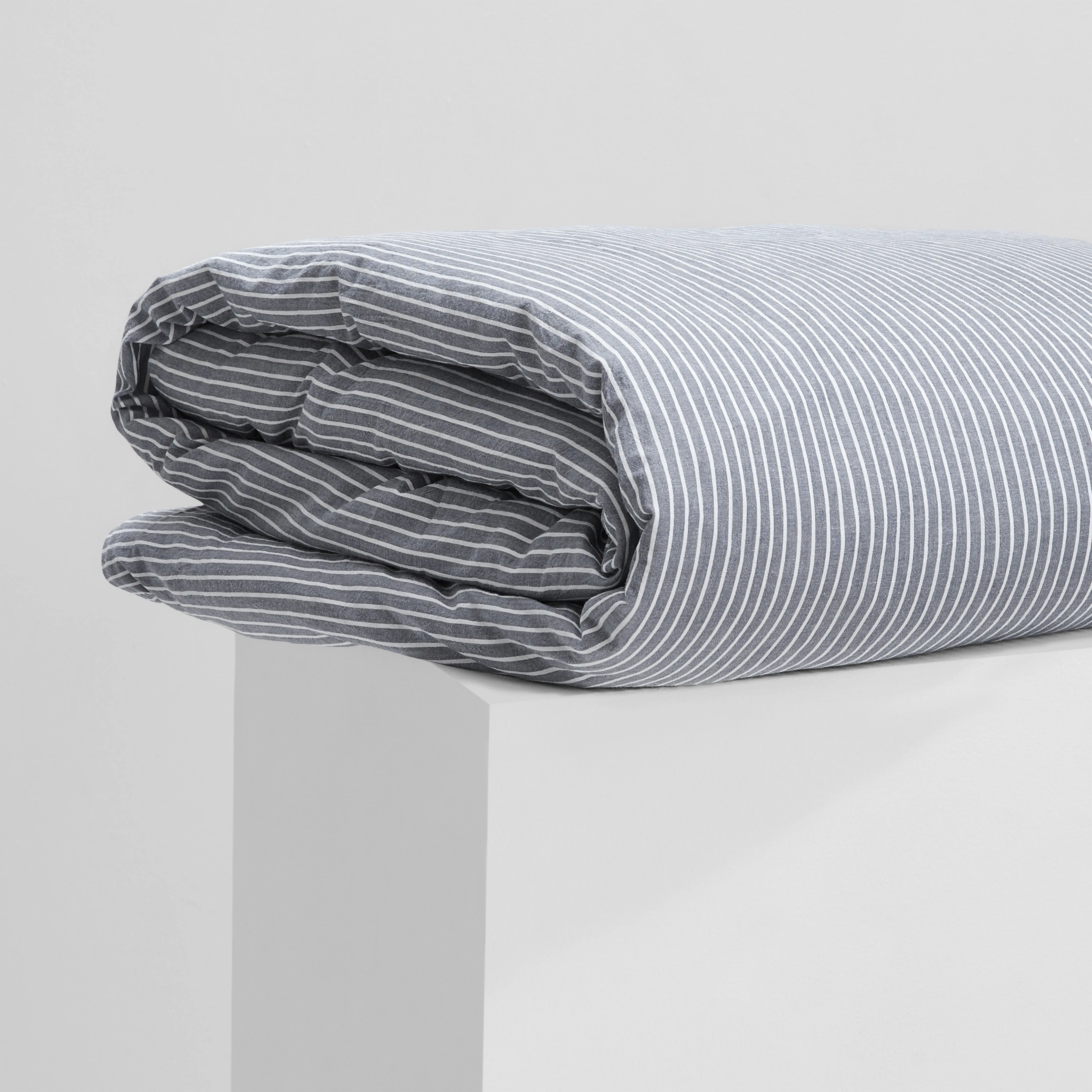Leo Washed Cotton - Midnight Stripe Duvet Cover