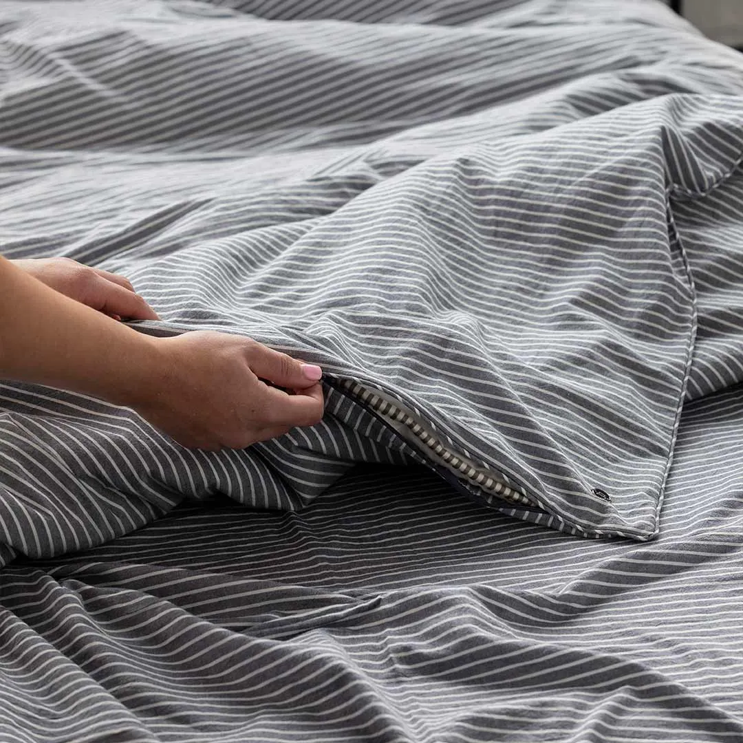 Leo Washed Cotton - Midnight Stripe Kids Bedding