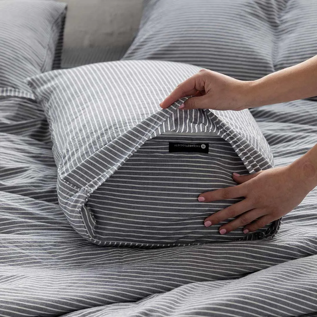 Leo Washed Cotton - Midnight Stripe Kids Bedding