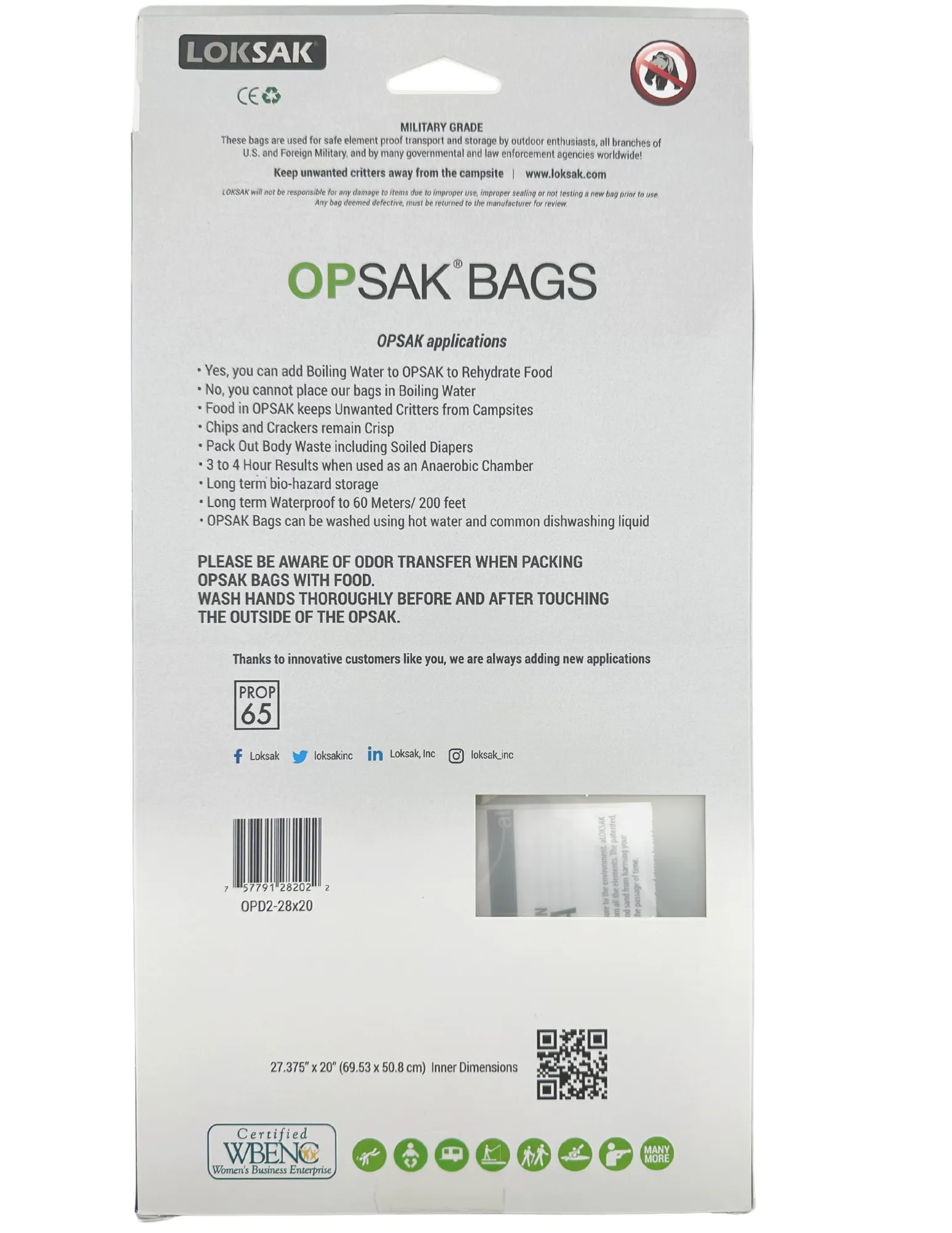 LOKSAK - OPSAK Odorproof Dry Bags for Backpacking, Hiking and Storage- Resealable Reusable and Recyclable Storage Bags (2-Pack 28 Inch x 20 Inch)