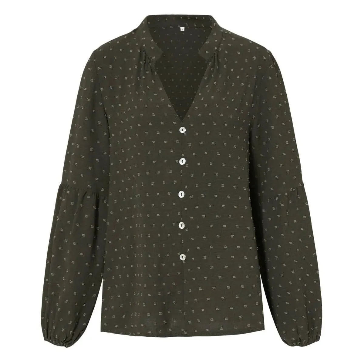 Long Sleeve Swiss Dot Pullover Blouse