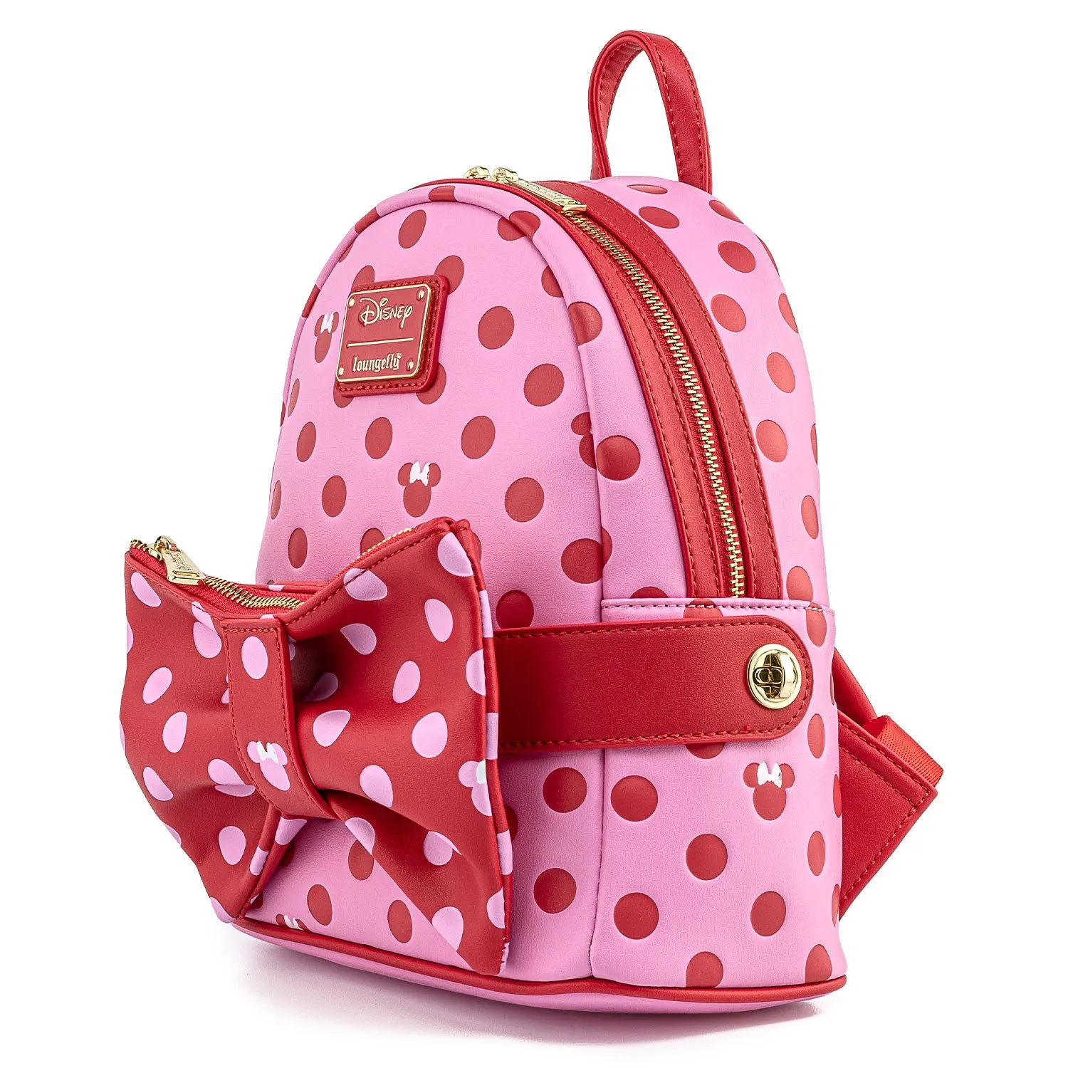 Loungefly x Disney Minnie Mouse Pink & Red Polka Dot Bow Mini Backpack