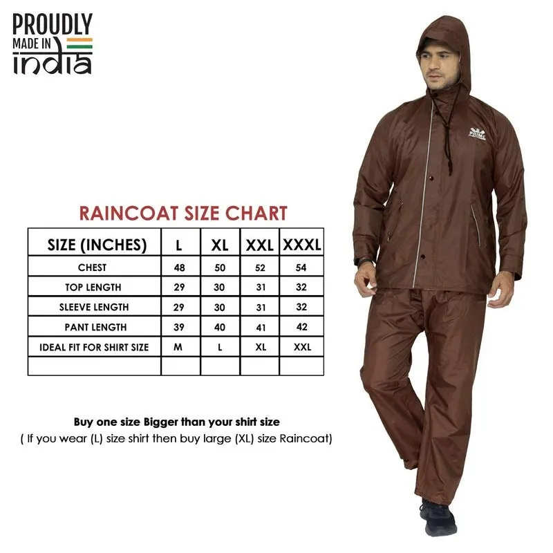 Men Rain Coat - Waterproof, Reversible, Reflective Safety | Top & Bottom Set | XXX-Large | Prime Brown