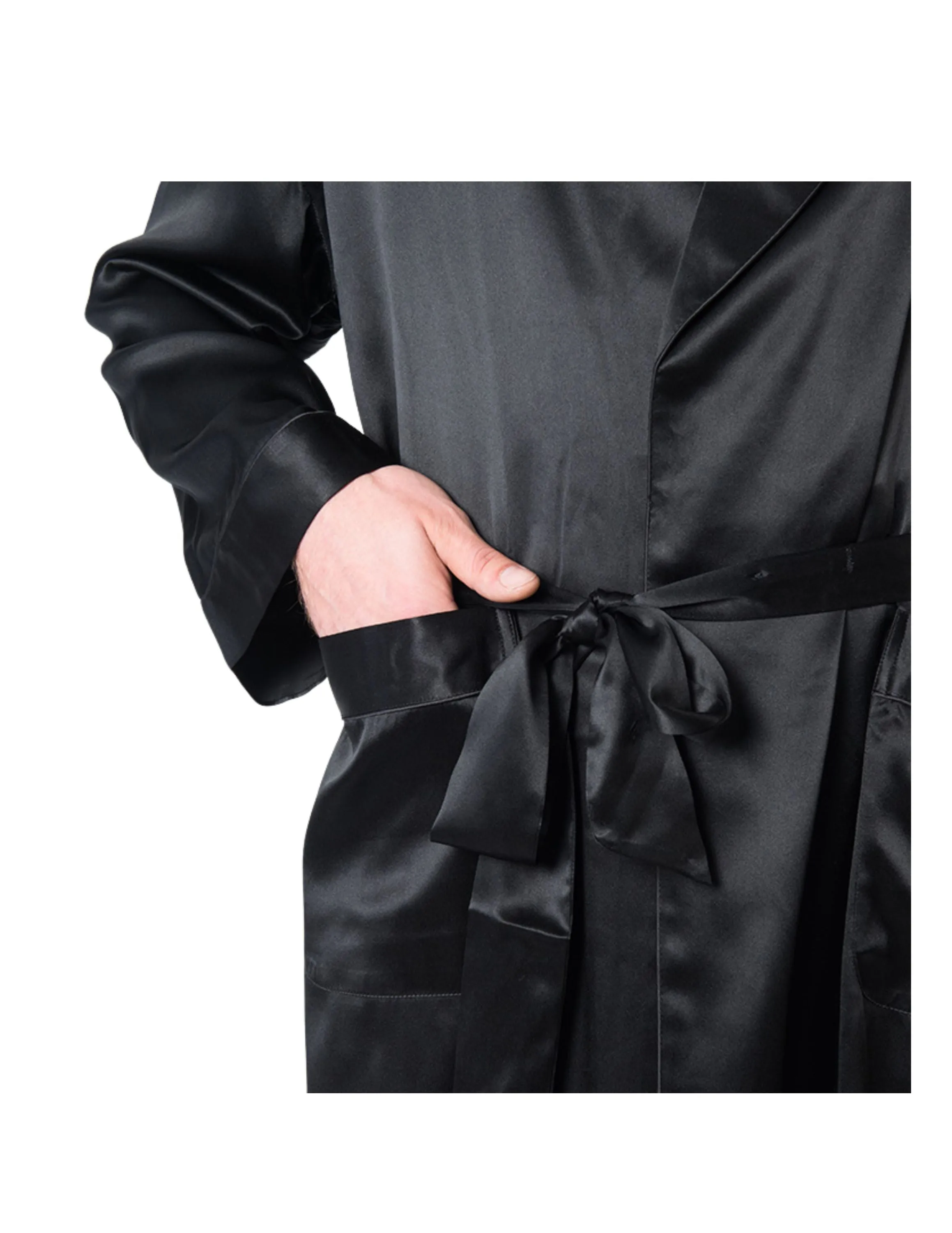 Men's Mulberry Silk Robe Black