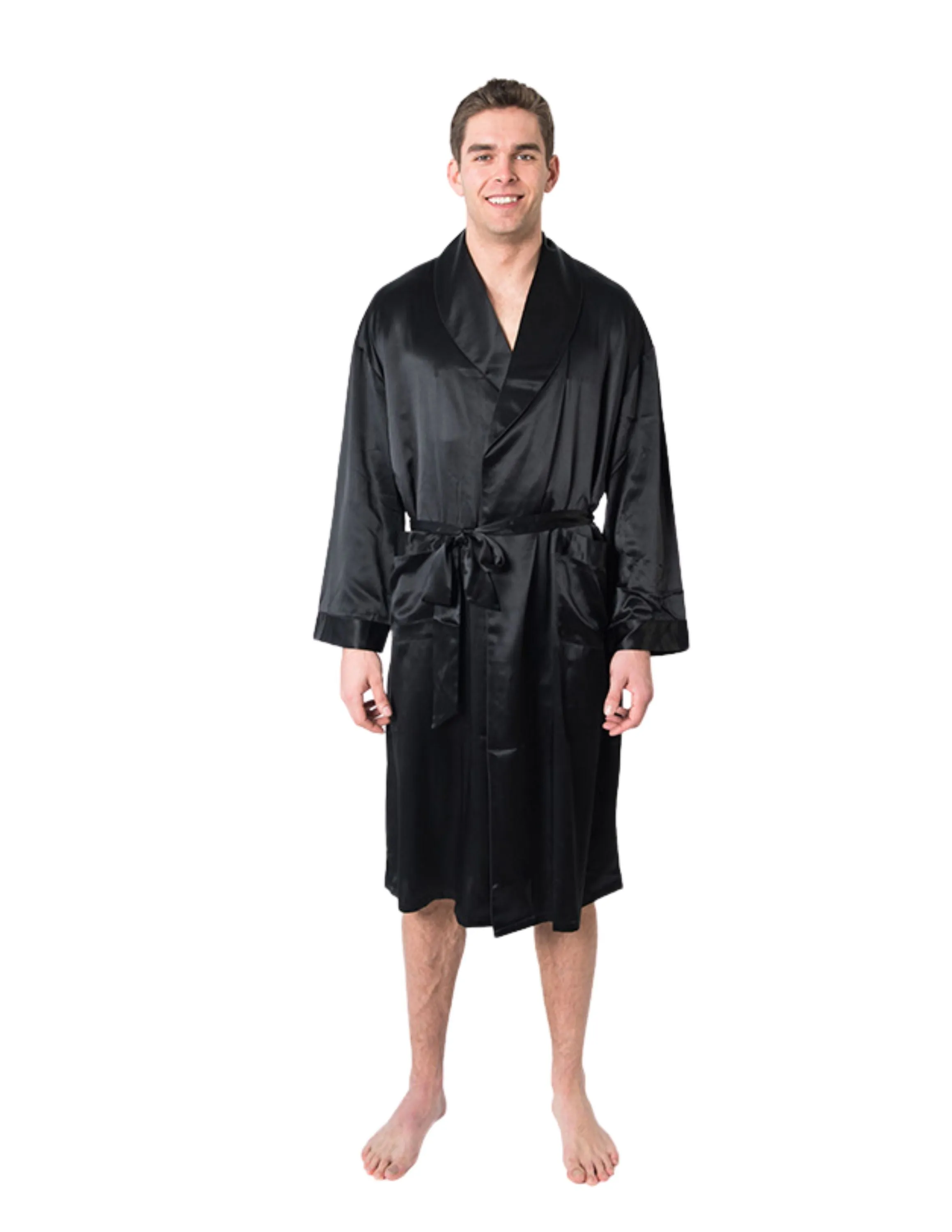 Men's Mulberry Silk Robe Black