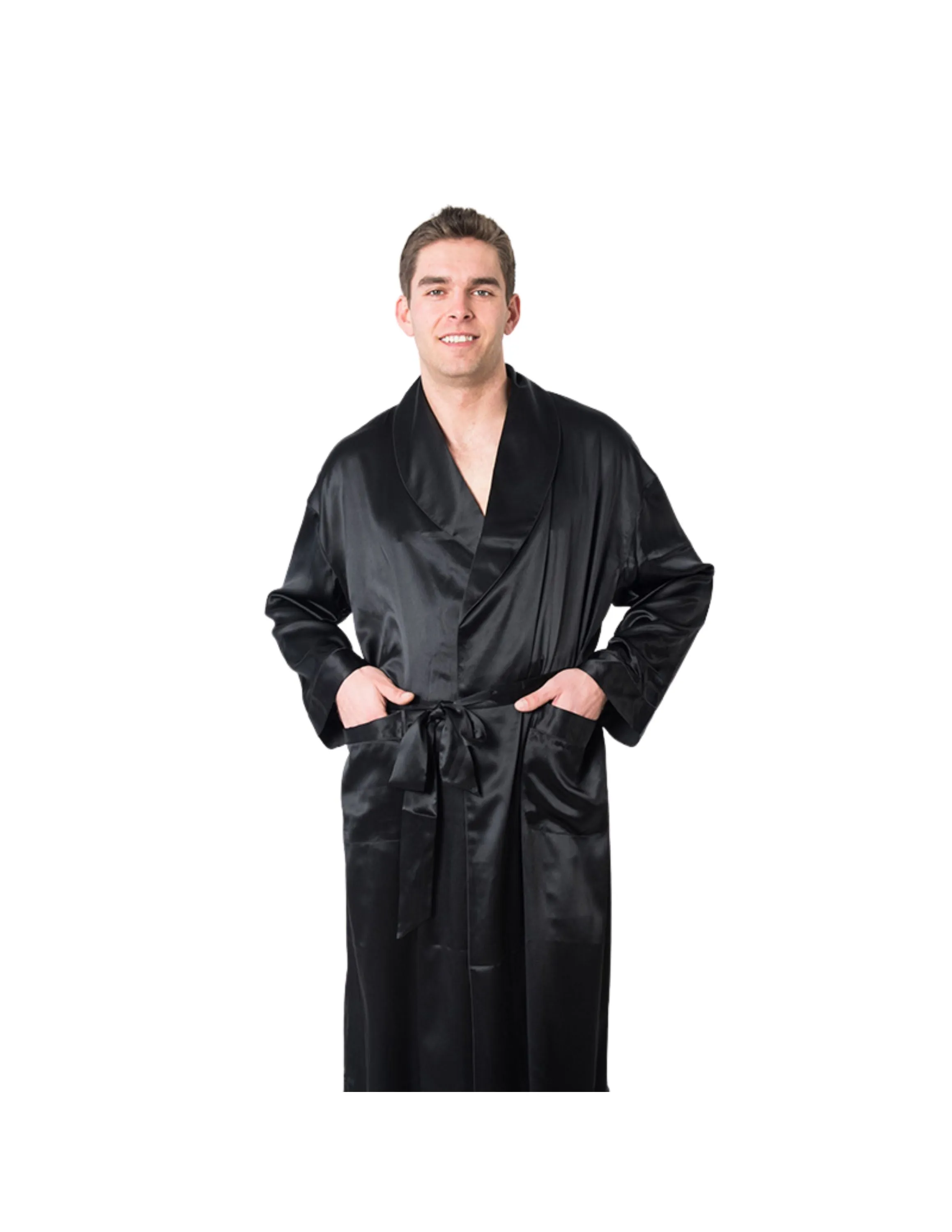 Men's Mulberry Silk Robe Black