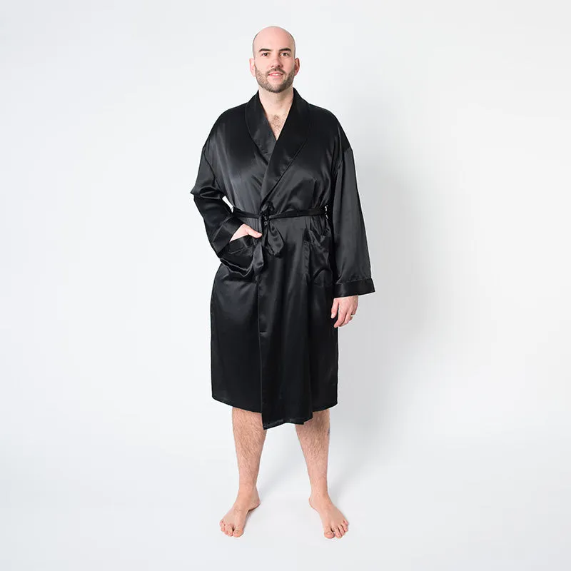 Men's Mulberry Silk Robe Black