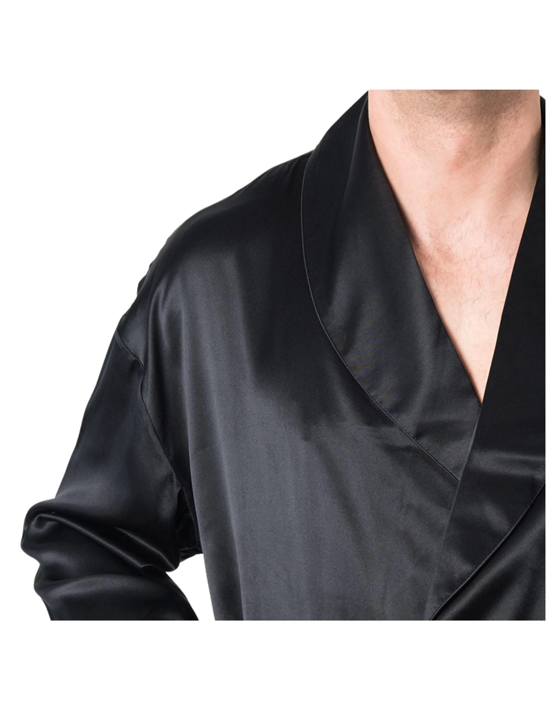Men's Mulberry Silk Robe Black