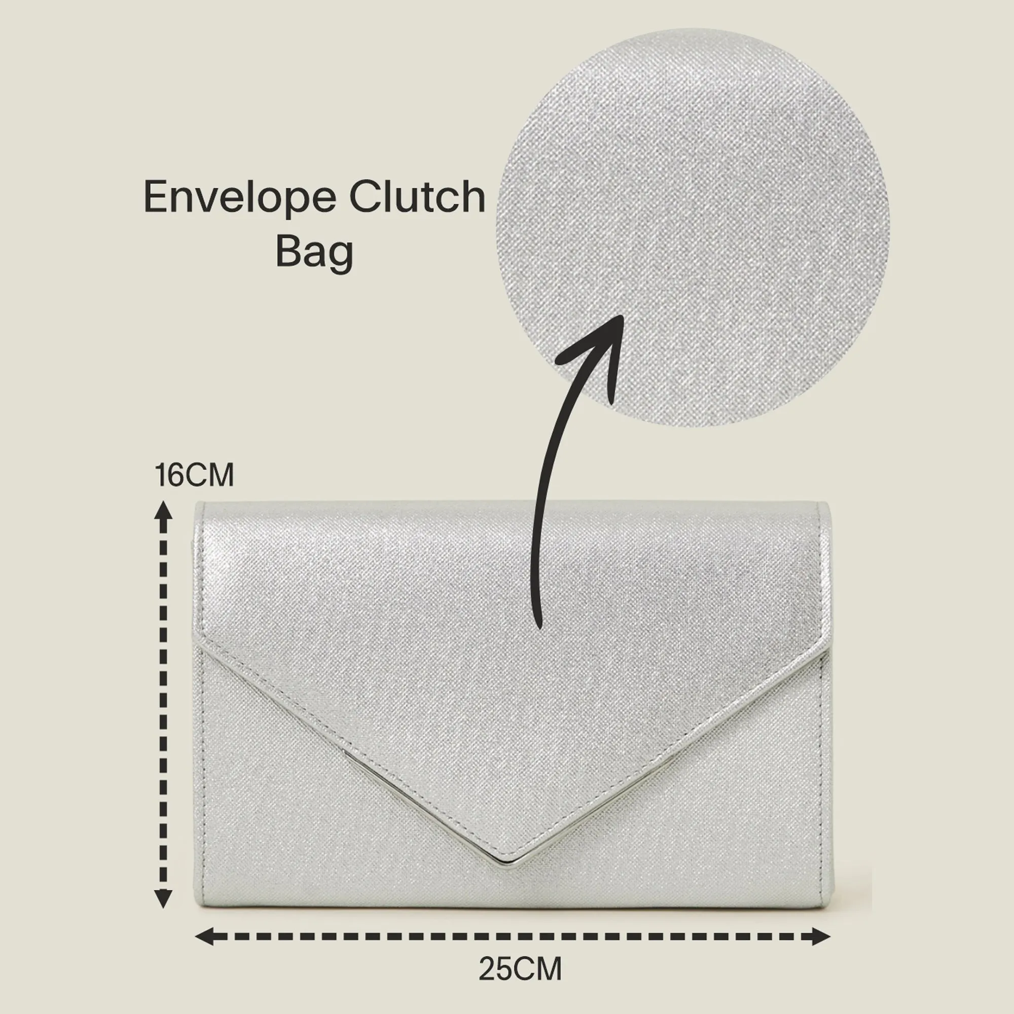 Metallic Envelope Clutch Bag-Silver