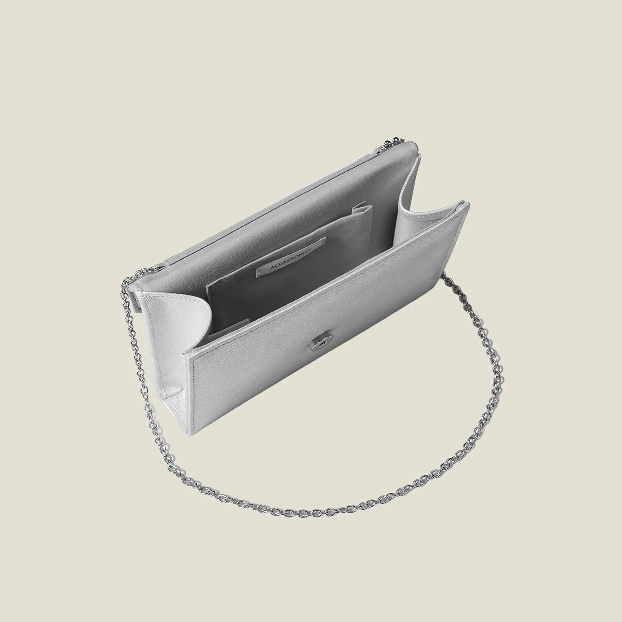 Metallic Envelope Clutch Bag-Silver