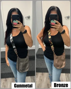 Mini Vegan Leather Crossbody Bag - Bronze or Gunmetal