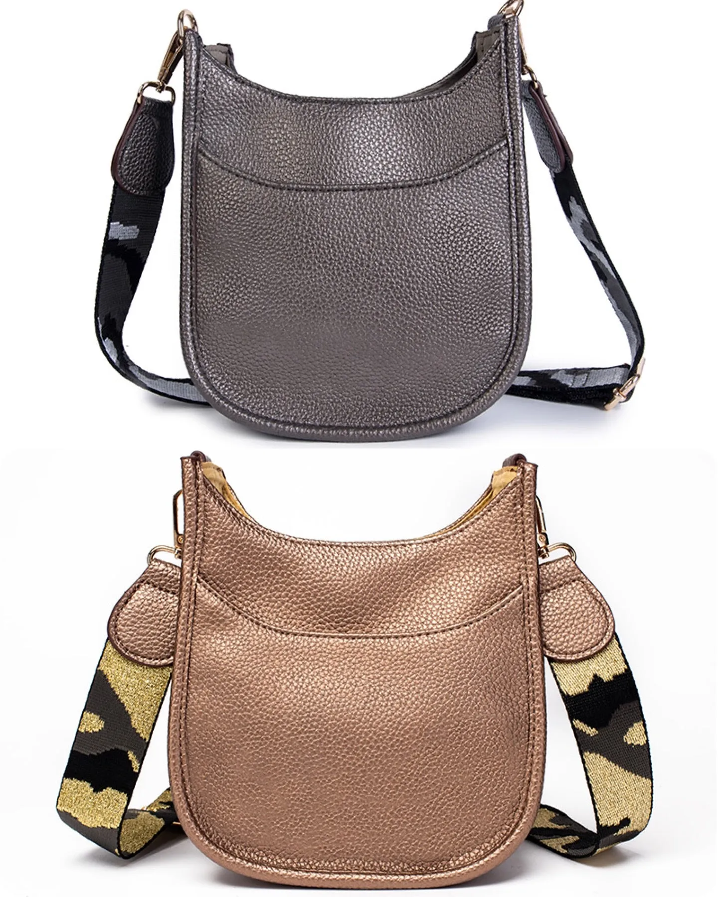 Mini Vegan Leather Crossbody Bag - Bronze or Gunmetal