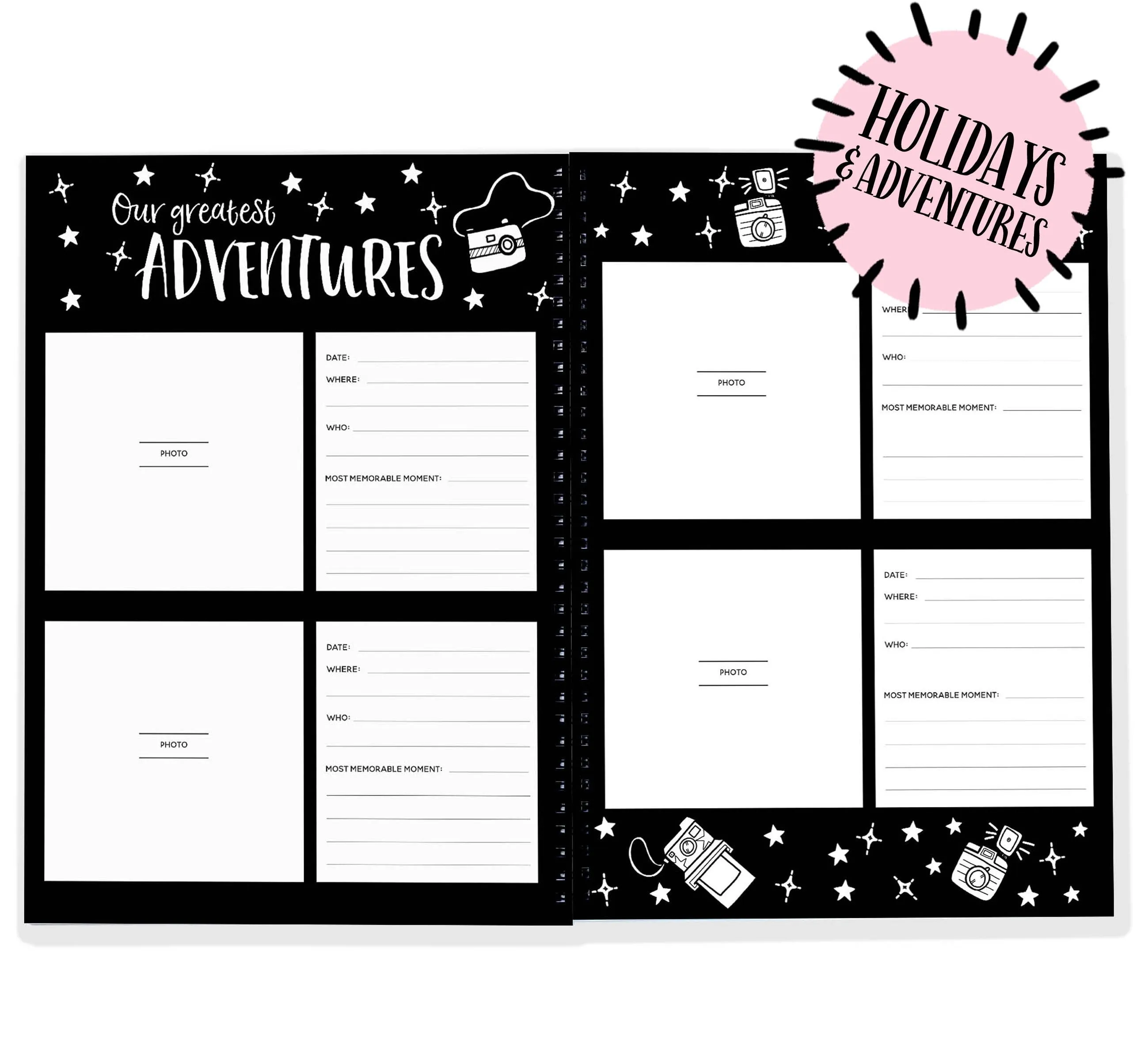 Monochrome "Our Adventures" Book