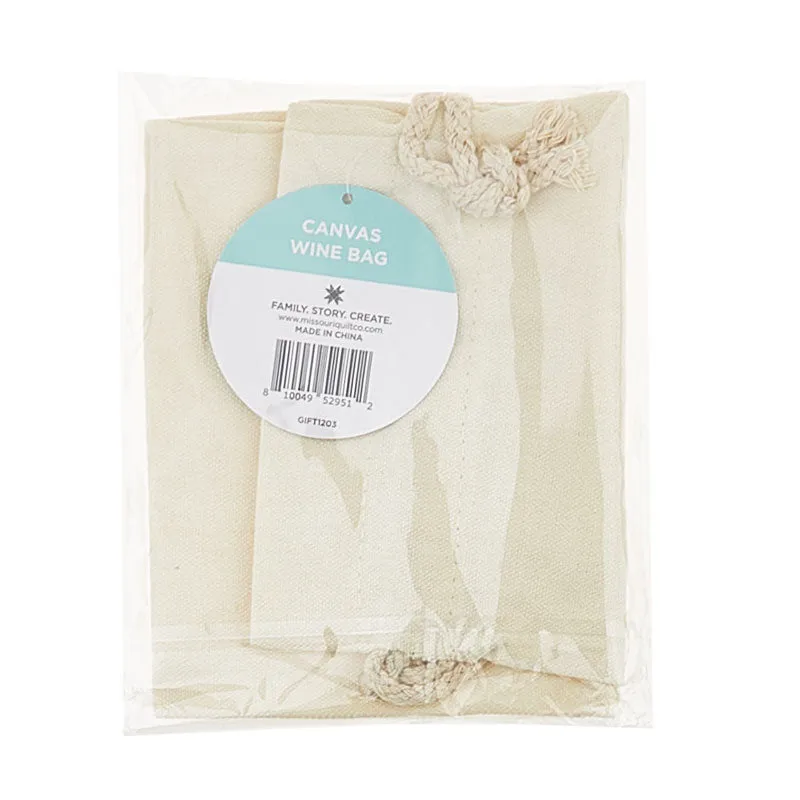 MSQC Blank Craft Base: Natural Canvas Drawstring Wine Bag