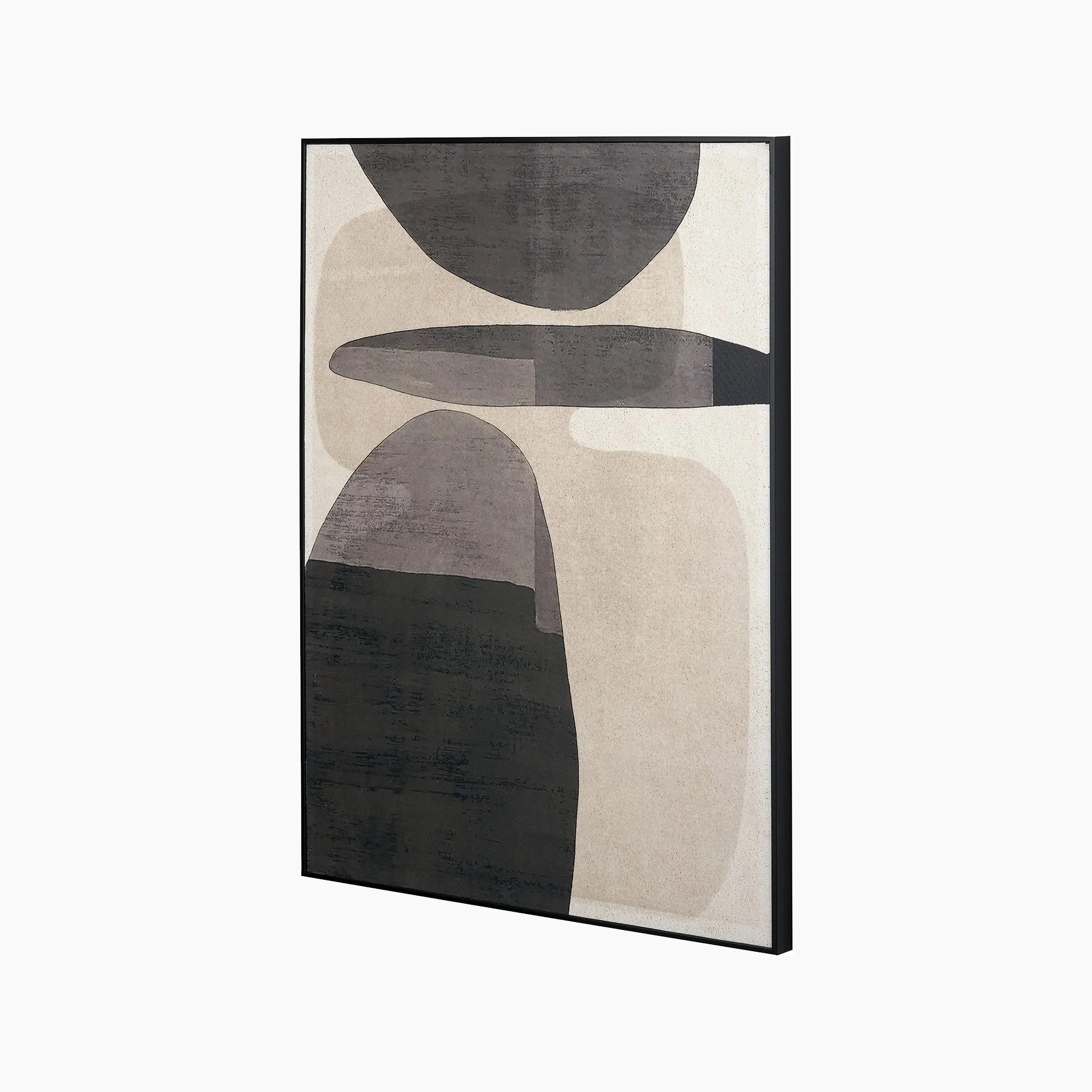 Natural and Black Canvas with Ovals Design and Black Frame