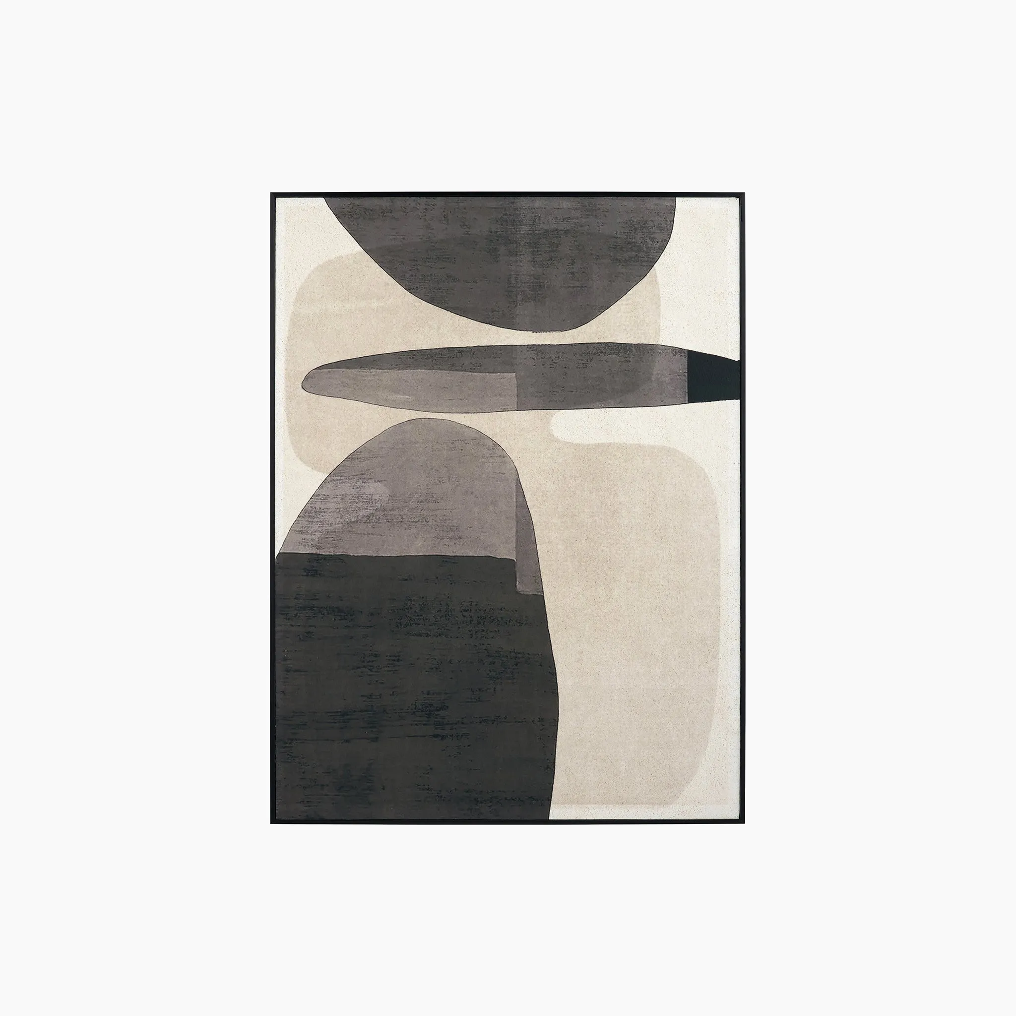 Natural and Black Canvas with Ovals Design and Black Frame