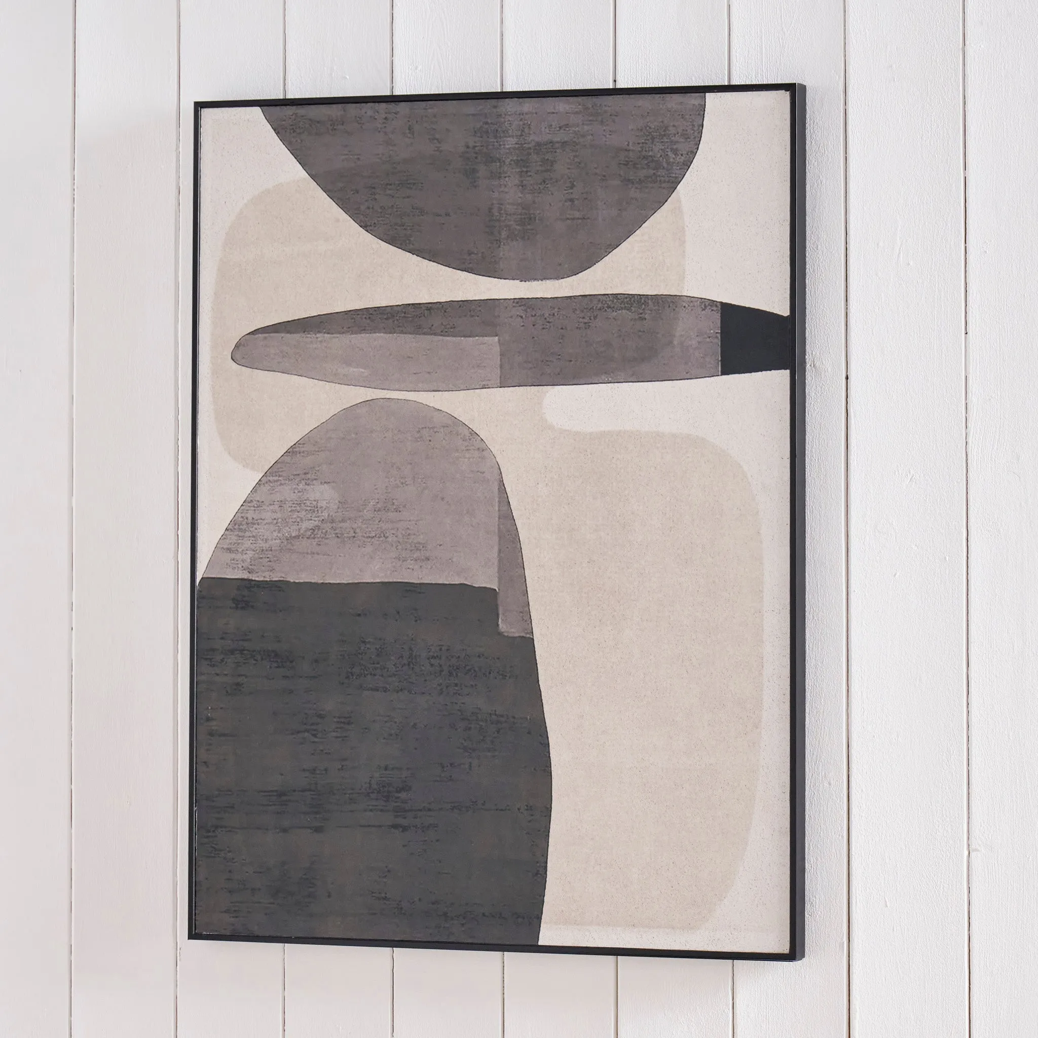 Natural and Black Canvas with Ovals Design and Black Frame