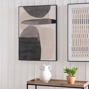 Natural and Black Canvas with Ovals Design and Black Frame
