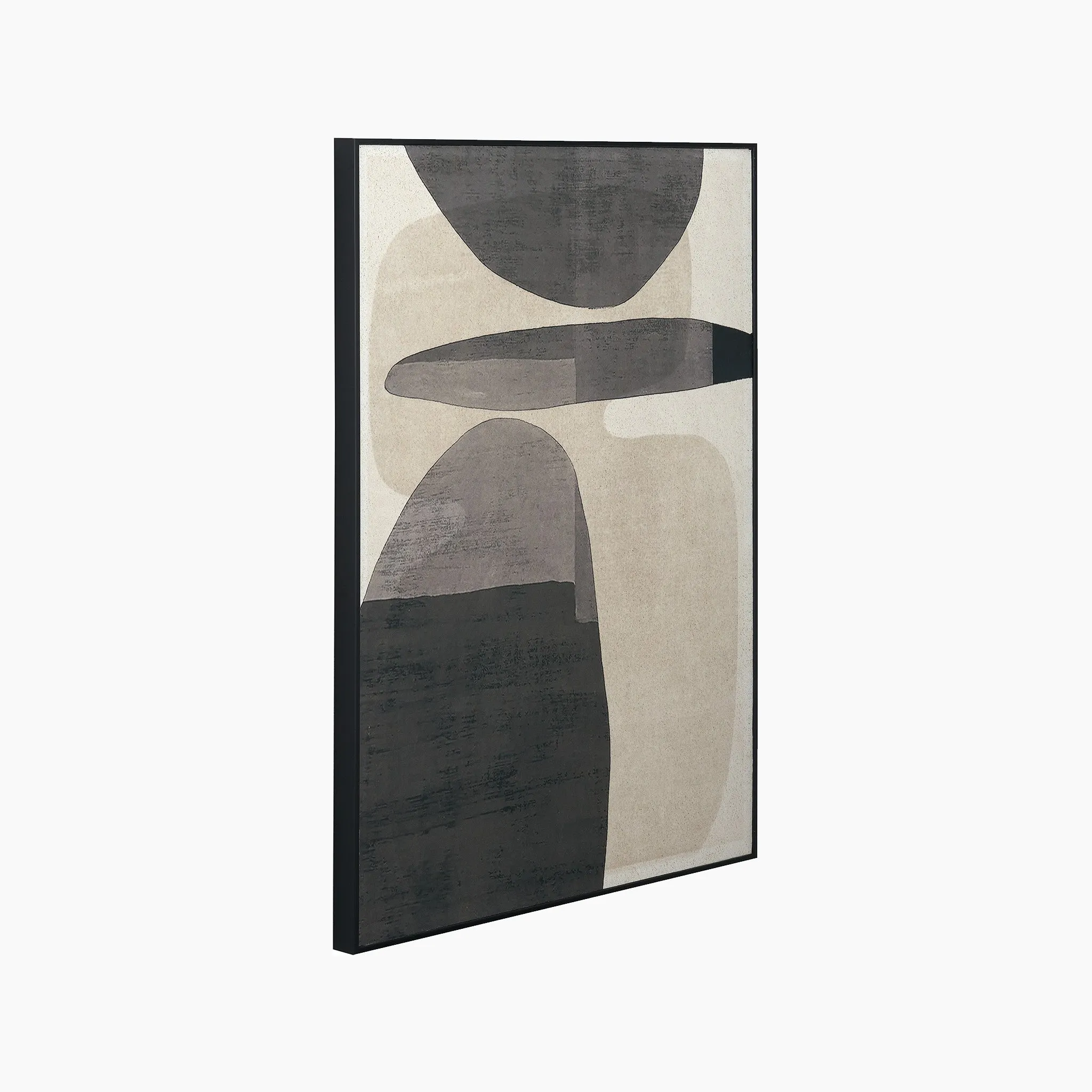 Natural and Black Canvas with Ovals Design and Black Frame