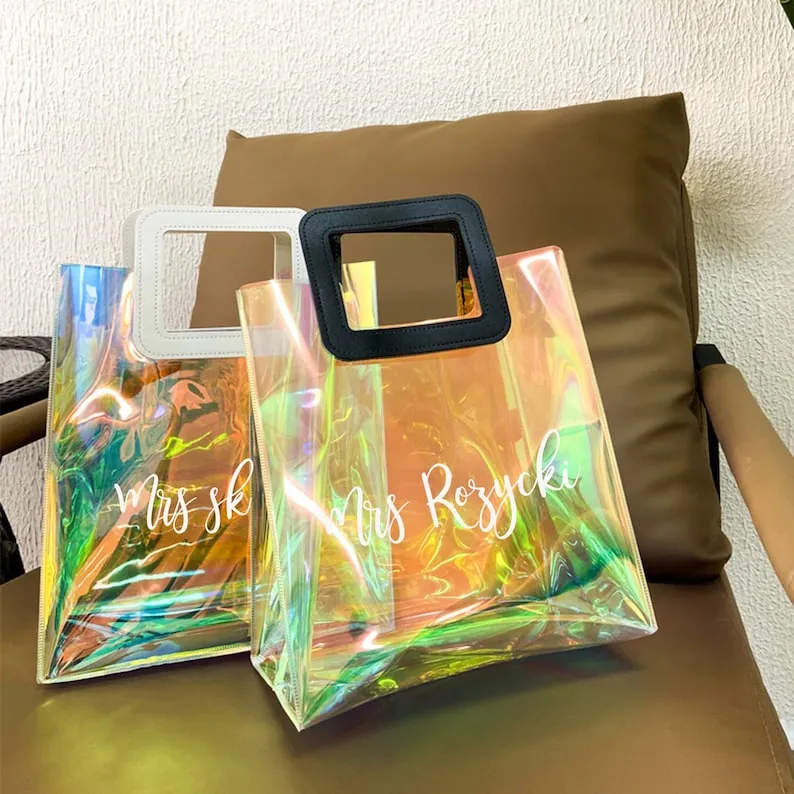 Nivel bags Holographic small tote bag with square handle go to with every outfit
