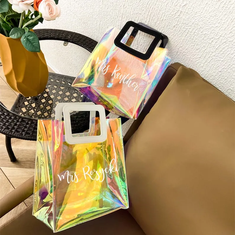 Nivel bags Holographic small tote bag with square handle go to with every outfit