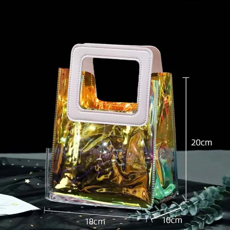 Nivel bags Holographic small tote bag with square handle go to with every outfit