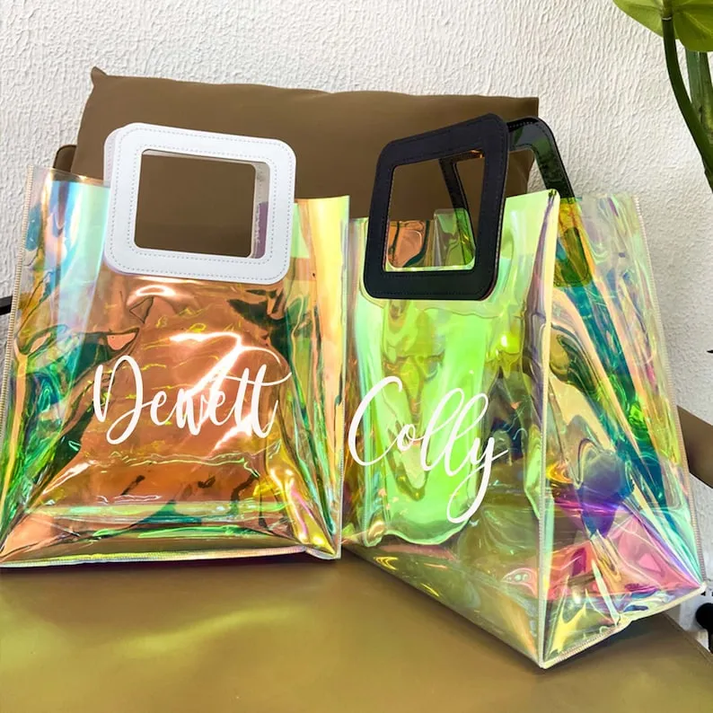Nivel bags Holographic small tote bag with square handle go to with every outfit