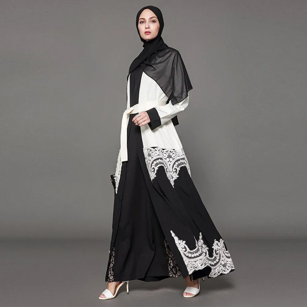 Open-Lace Monochrome Abaya