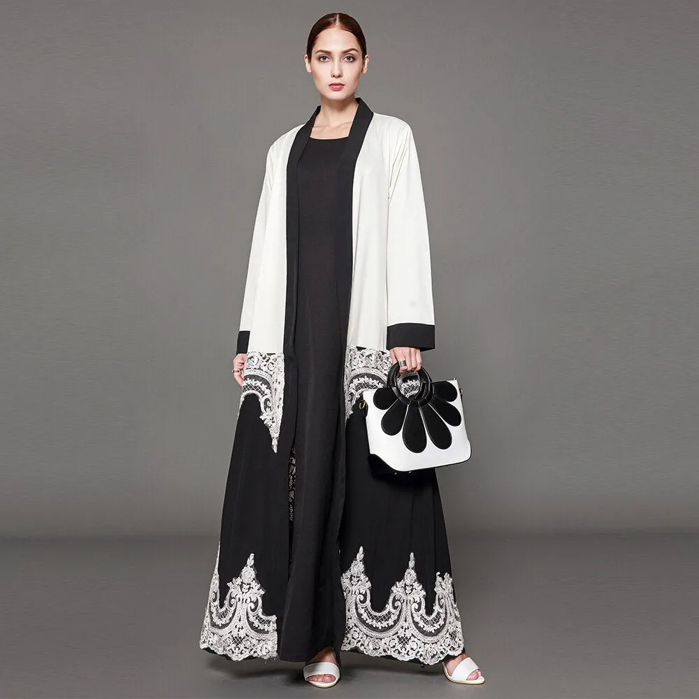 Open-Lace Monochrome Abaya